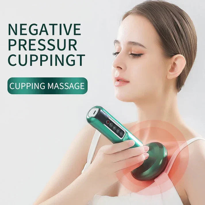 Gua Sha Electric Vacuum Cupping Massager wireless device with infrared heat and adjustable suction for home physiotherapy