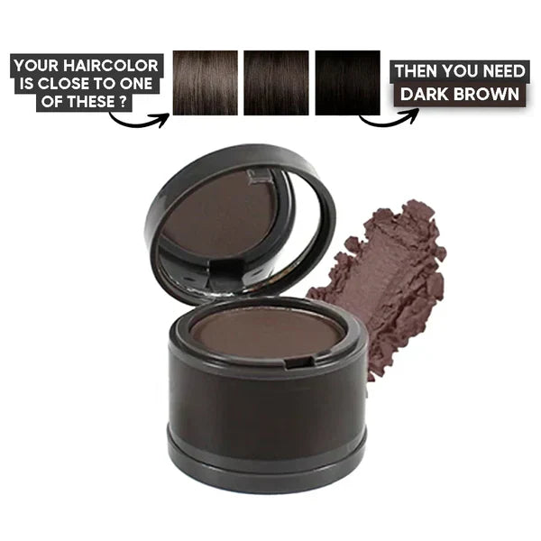 Hairline Powder compact with built-in mirror and applicator puff for root regrowth and hairline coverage