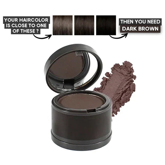 Hairline Powder compact with built-in mirror and applicator puff for root regrowth and hairline coverage
