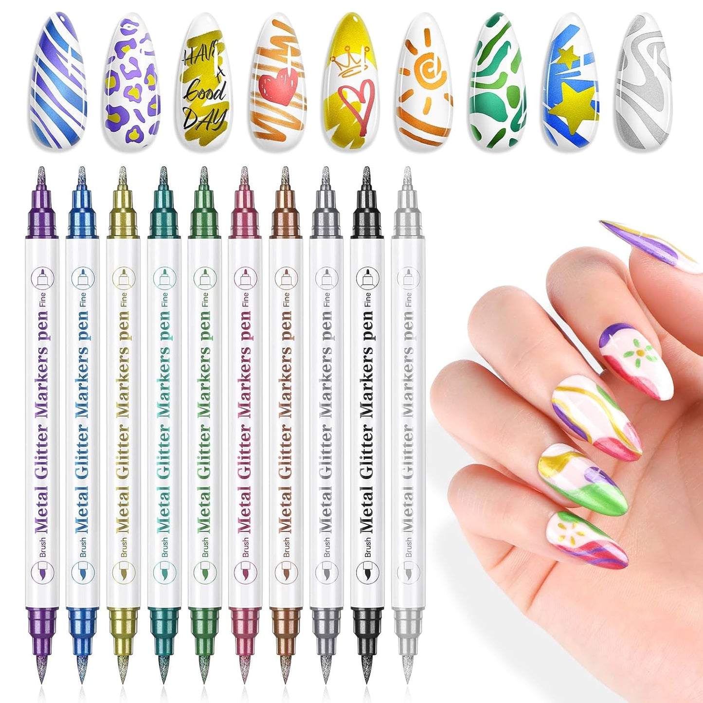 Dual-Tip Nail Art Pens Set