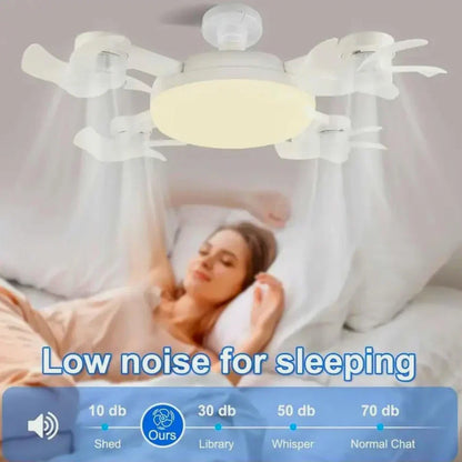 Socket Fan Light with Remote Control, E27 Screw-in, 3 Color Temperatures, 3 Wind Speeds, 4 Head