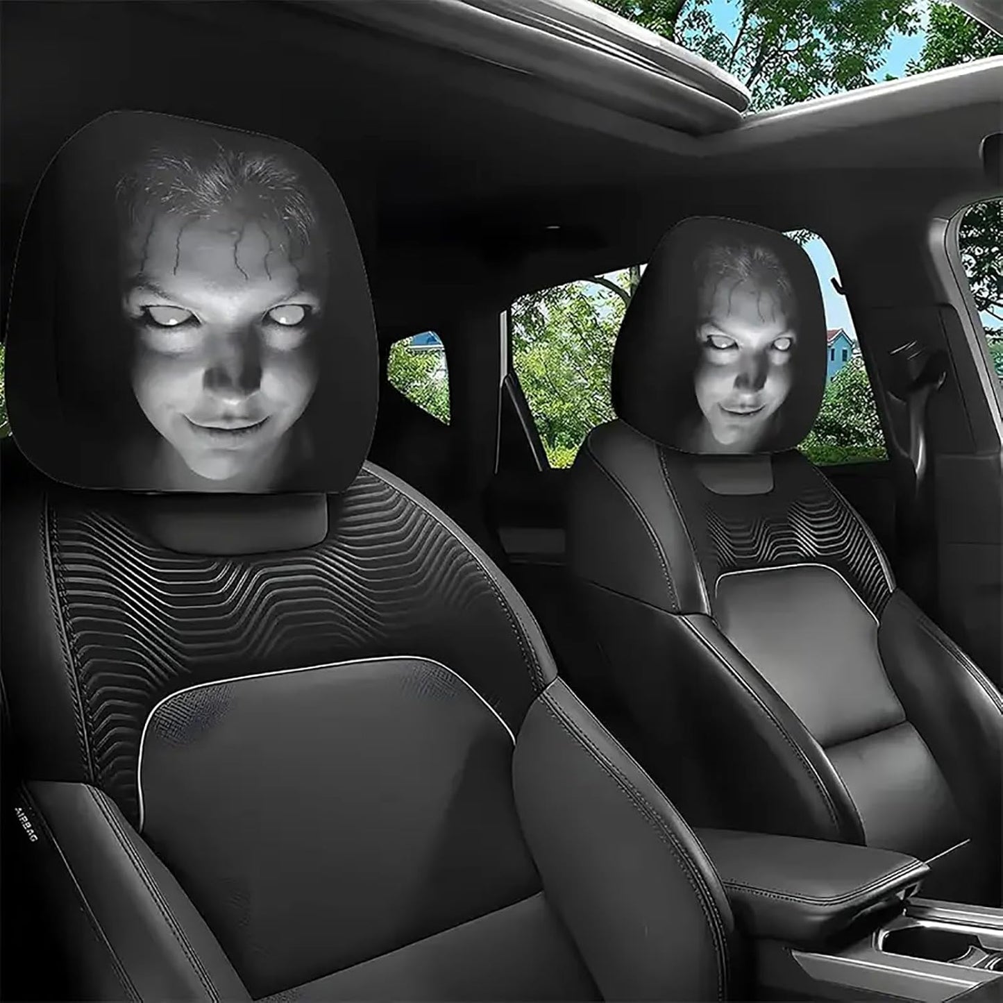 Horror Face Car Headrest Covers