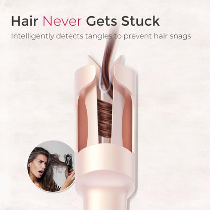 Rotating Curling Wand Anti-Scald & Tangle-Free for Easy Curls