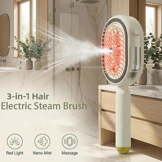 Rechargeable Hair Straightener Brush with Detangling Comb